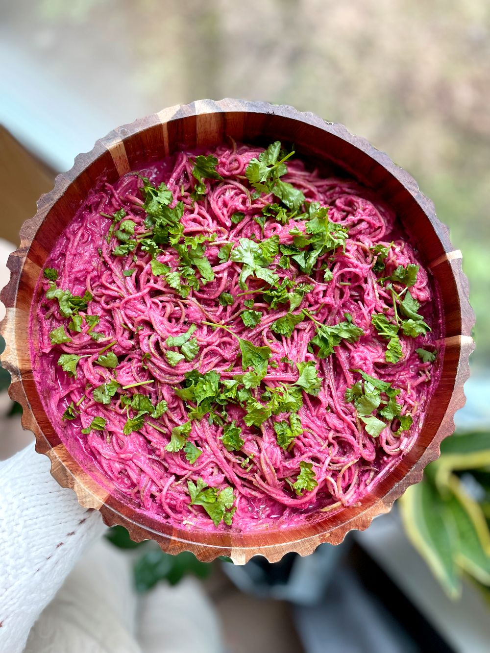 Pink beetroot pasta