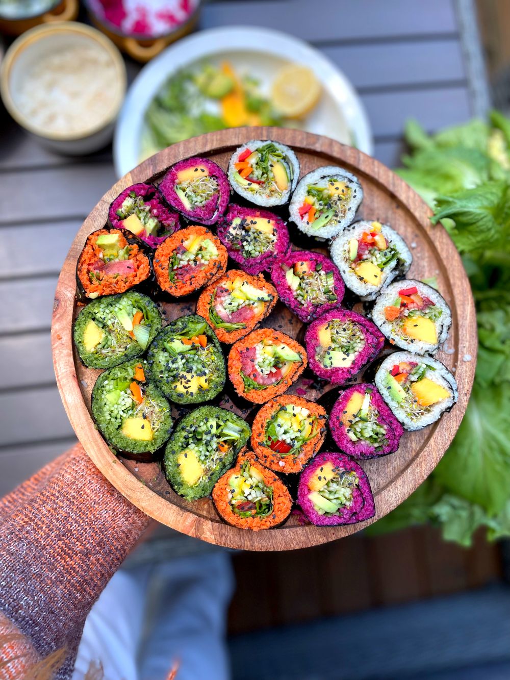 Colorful vegan sushi