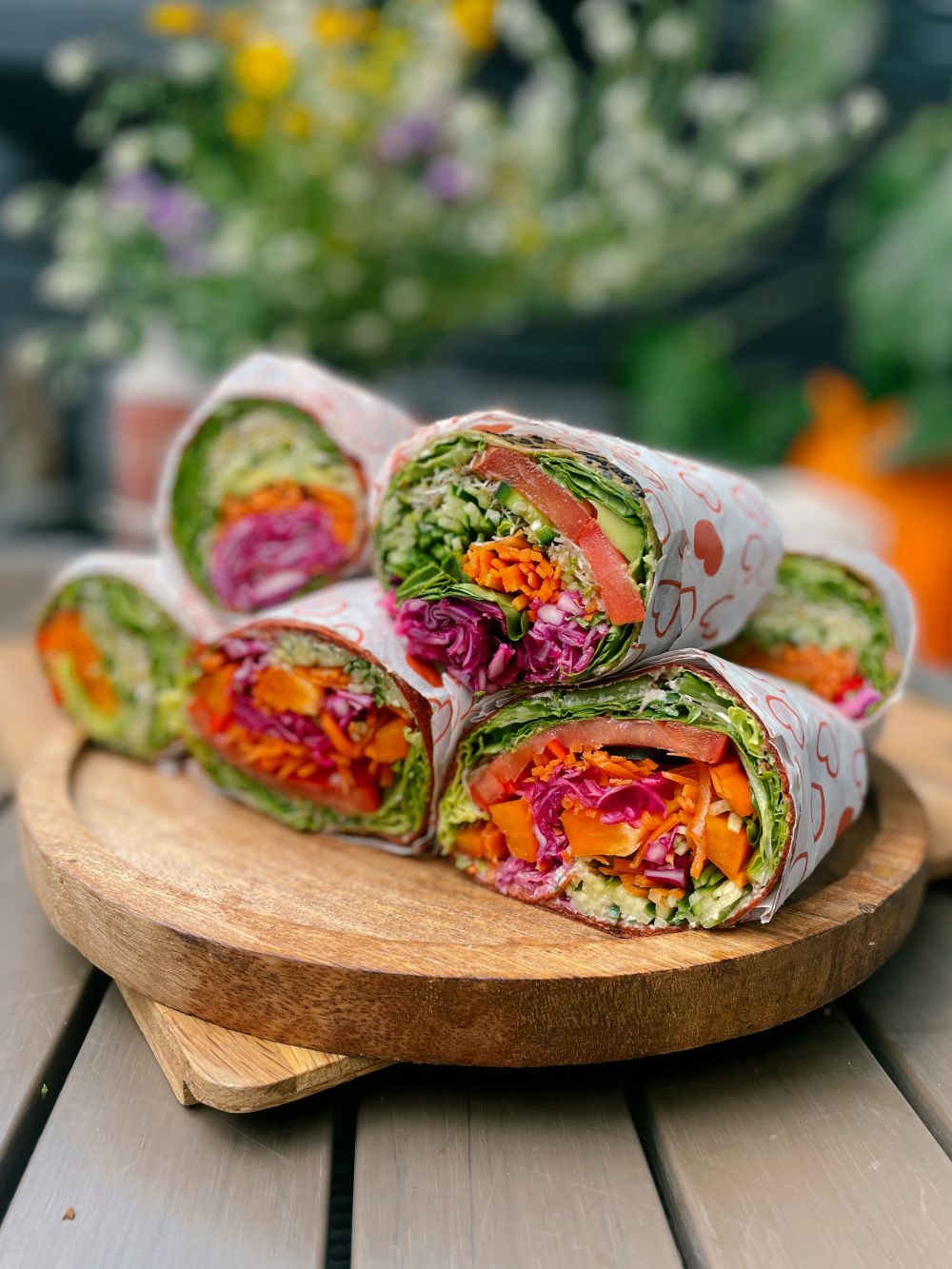 Colorful vegetable wraps